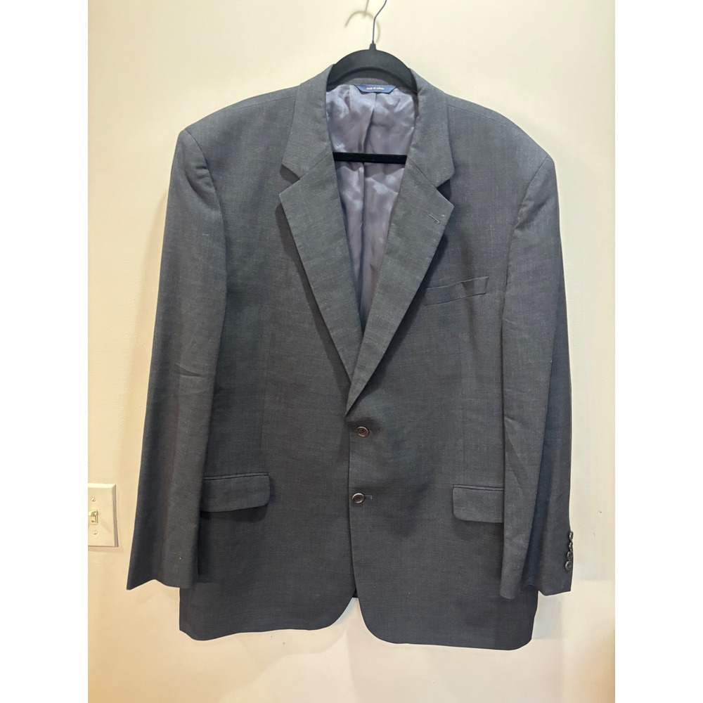 Brooks Brothers Brooksease Mens 50L‎ Gray 100% Wool Blazer Jacket Made in Canada
